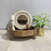Handcrafted Carved Indian Furniture Handmade Solid Wood Chakki Coffee Table